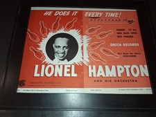 Lionel Hampton And His Orchestra Rare Original 1946 Promo Poster Ad Framed