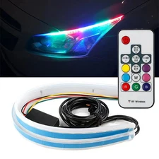 60CM 24" Slim RGB Flow Sequential Flexible DRL Strip Light RF Remote for FORD