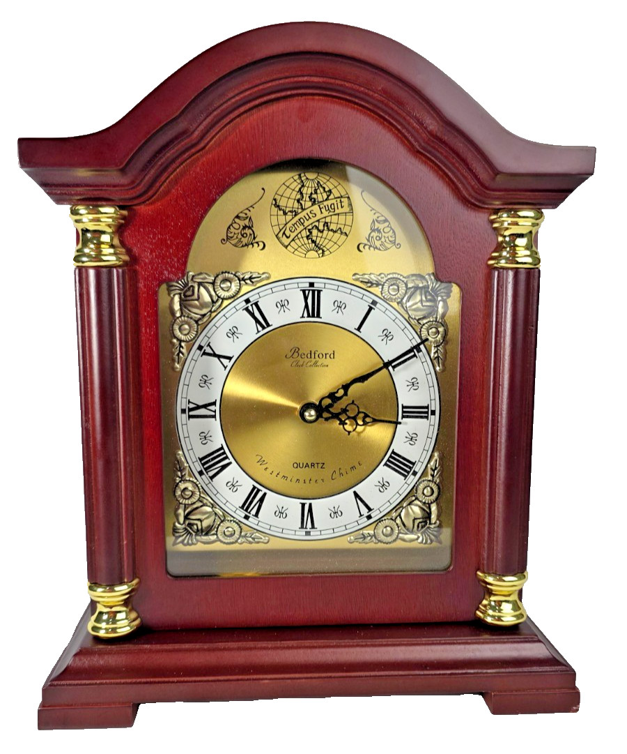 Bedford Clock Collection Redwood Mantel Clock With Chimes, W