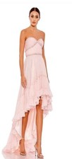 mac duggal strapless, maxi length ,light pink, beaded gown, 