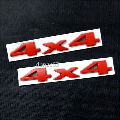 2x Matte Red 4x4 Metal Badge Decal Emblem Sticker Racing Bumper 3D Grand Vehicle