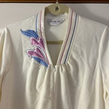 VTG Vanity Fair Ivory Dacron Robe Full Zip Long Dressing Gown house coat Med Pet