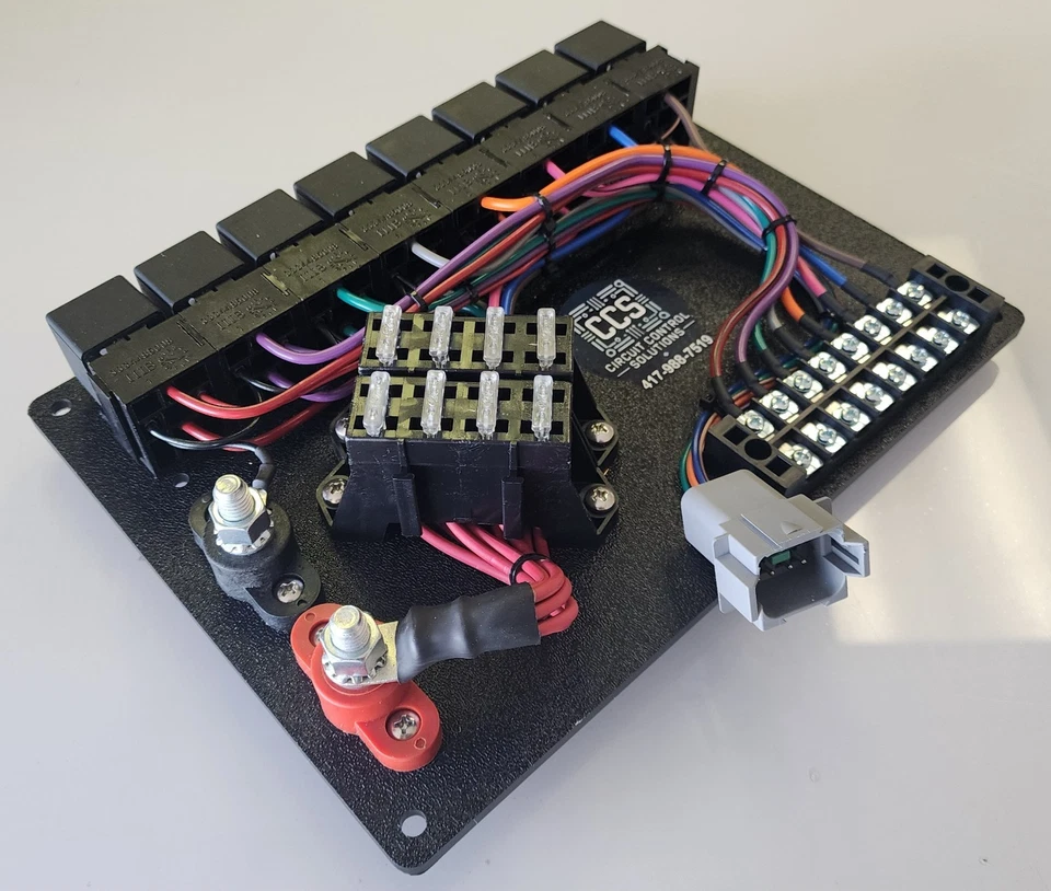 Race Car Fuse/Relay Panel Board 8 Circuits Color Coded wiring USA Made - Image 4 of 4
