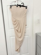 Fashion Nova Nude Strapless Corset Maxi Dress Ruched Detail Size XL