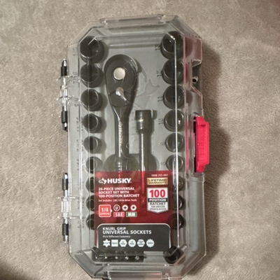 #ad Husky Universal Socket Wrench Set 100 POSITION 1 4 In. Drive 26 Piece $30.00