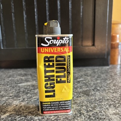 Scripto Universal Lighter Fluid 4.5 Oz Metal Advertising Can