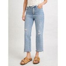 Free People We The Free Raw Hem High Rise Straight Leg Jeans Women  s Size 30