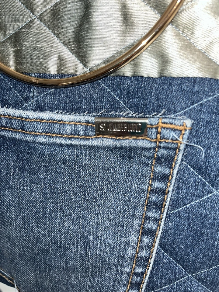 Up-Cycled Jennifer Lopez Brand Jeans Beaded Party Bag With Duponi  silk - Image 4 of 4