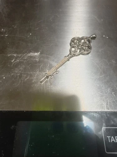 Sterling Silver 925 Skeleton Key Pendant Clear Stones China 5g image 7