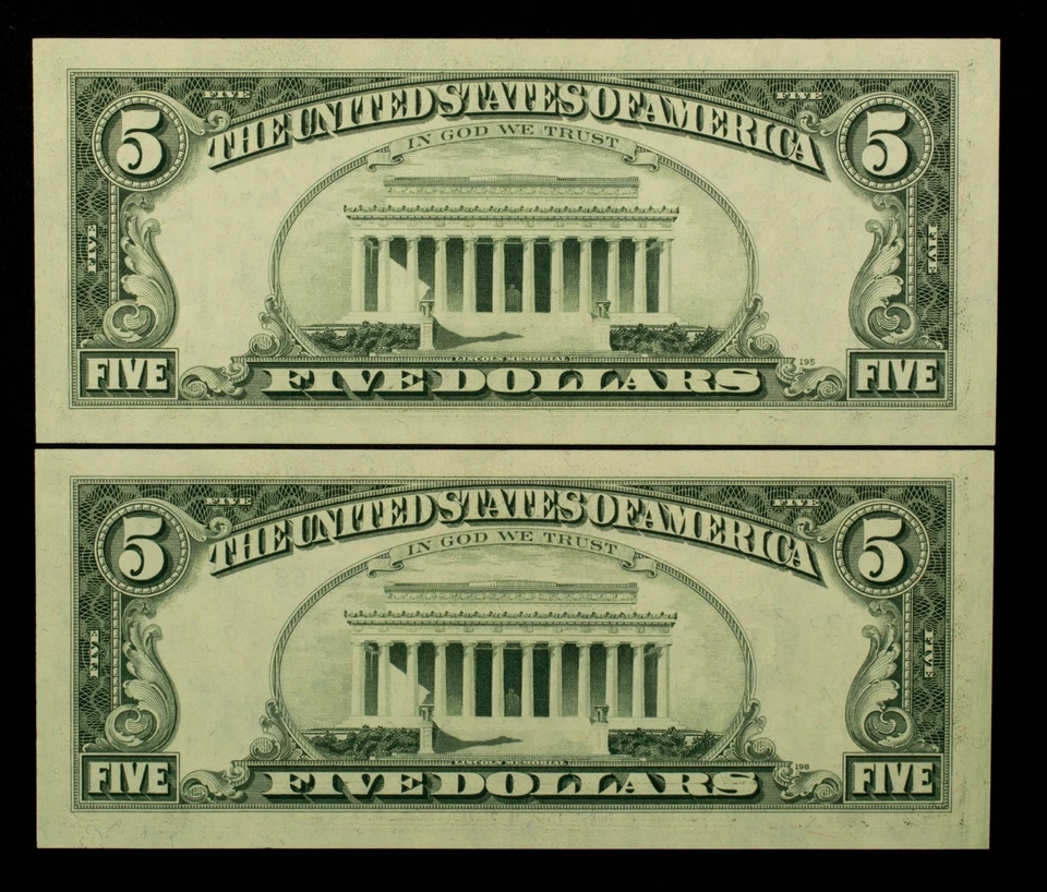 FR 1977-L* $5 1981 A FR Notes US - 2 Consecutive Star Notes - AU++ - SKU-CA1910 - Image 2 of 2