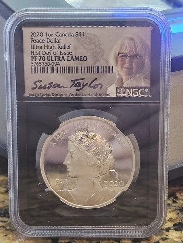 2020 1OZ CANADA S$1 PEACE DOLLAR ULTRA HIGH RELIEF PF 70 ULTRA CAMEO NGC COIN