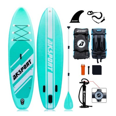 AKSPORT 10'6'' Inflatable SUP All Around Stand Up Paddle Board Kit, Mint Green