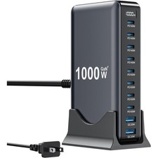 1000W USB C Charger Block,10-Port USB C GaN Multiple Port Charging Station