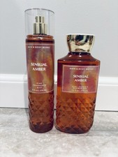 Set Of 2 NEW Bath  Body Works 1 SENSUAL AMBER Fine Fragrance Mist 1 Shower Gel