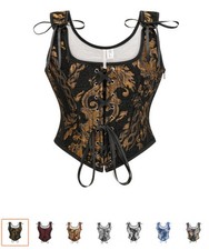 Women Renaissance Corset Tops Ren Faires Pirate Bodice Floral Victorian Bustier