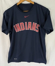 NIKE Dri-Fit Cleveland Indians Shirt Men's MEDIUM MLB Baseball Nike Swoosh Logo