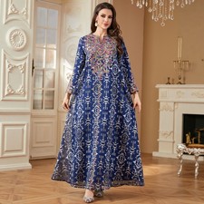 Dubai Women Embroidery Abaya Long Robes Turkey Kaftan Evening Loose Abaya Arab
