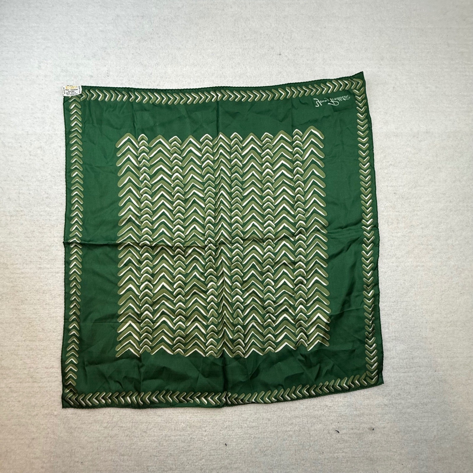 Echo Young Pendleton Silk Blend Scarf Green Chevron VTG MCM dark academia preppy