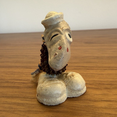 Handmade Pine Cone Bird Figurine Sculpture W/ Hat & Shoes Beige/Brown, 2in Tall