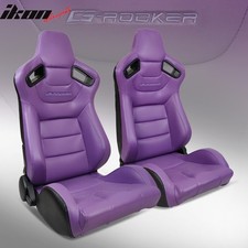 Universal Pair Reclinable Racing Seat Dual Slider Purple Pu Carbon Leather