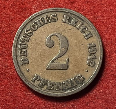 Germany 2 Pfennig 1912 D Copper Coin KM#16 T9129