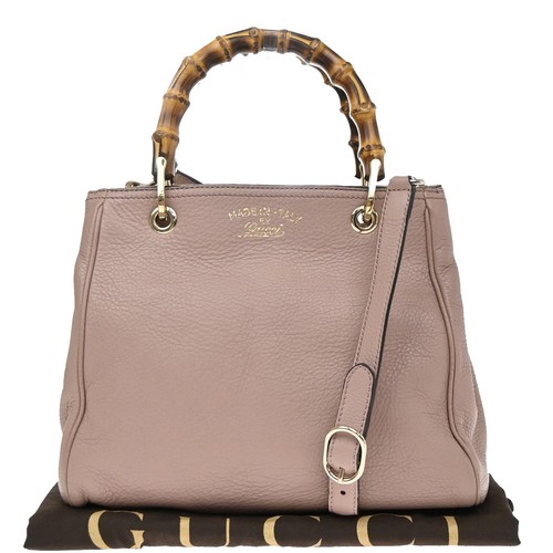 GUCCI Bamboo Handle 2way Shoulder Hand Bag Leather Pink GHW 16KP623