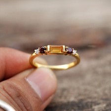 Citrine  Garnet Ring 925 Sterling Silver Ring Wedding Gift Promise Ring For Her