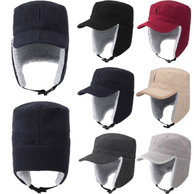 Winter Baseball Cap With Ear Muffs For Men - Adjustable, Windproof, 50% Wool Blend