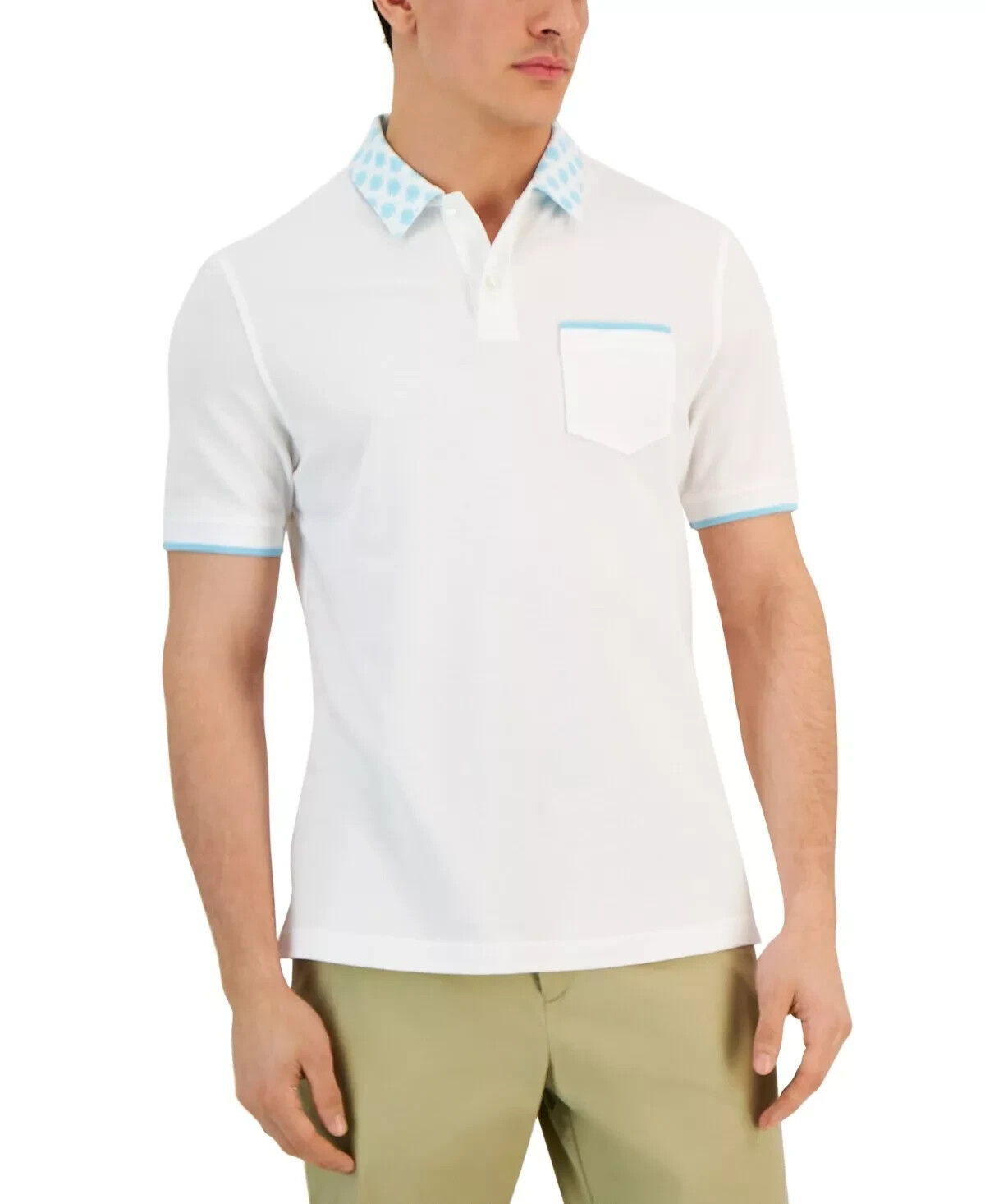 Club Room Mens Printed Collar Polo Bright White Small 3890₽