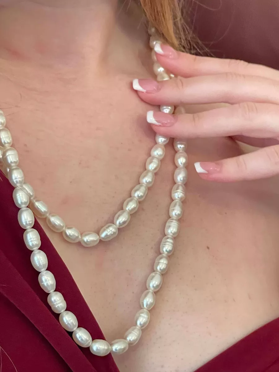 White Vintage Designer Pearl Necklace Genuine Pearl Fine Jewelry