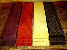 8 PIECES SANDED THIN WENGE, YELLOWHEART, PADAUK, PURPLEHEART 12" X 3" X 1/2"