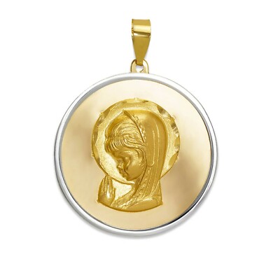 14K Solid Two Tone Gold Lady of Guadalupe Pendant Virgin Mary ...