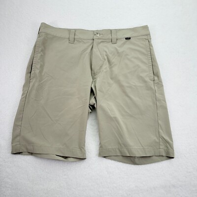 Travis Mathew Shorts Mens 32 (33) Beige Striped Chino Sports Golf Performance