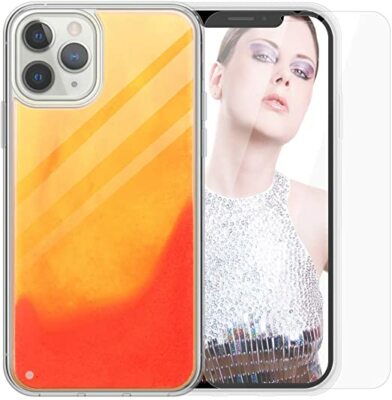 SanLead iPhone 11 Pro Orange Glitter Liquid Clear Shockproof Case