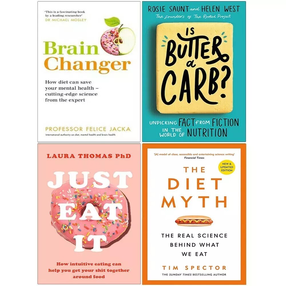 Brain Changer, Is Butter a Carb, Diet Myth Tim Spector, Just Eat It 4 Books Set