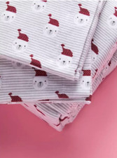 Santa Polar Bear Cotton Flannel TWIN SIZE Sheet Set - Soft and Warm Flannel
