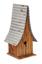 A-Frame Shanty Birdhouse – Metal and Reclaimed Wood Construction
