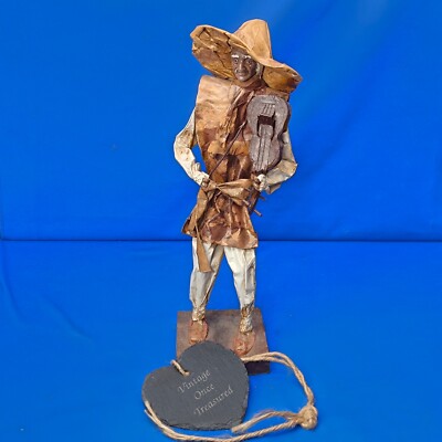 Vintage mexikanische Volkskunst Pappmaché Figur * Straßenmusiker mit Violine * sehr guter Zustand