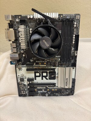 ASROCK AB350 PRO4 SOCKET AM4 MOTHERBOARD (MBG23) WITH CPU - PARTS/REPAIR!!!