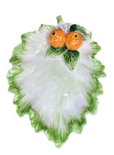 The Mane Lion Ceramic Leaf Tray Dish Orange Tangerine Fruit Flower Italy Candy