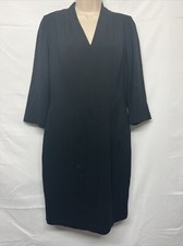 Elie Tahari Women's Althea V Neck Panel MIDI Black Dress Size 4