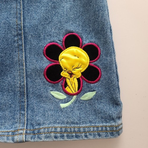 Vintage 1998 Looney Tunes Tweety Bird Denim Dress Set Girls Size 10/12 VTG 98 - Picture 10 of 11