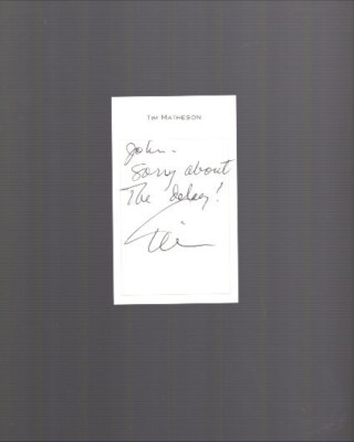 TIM MATHESON SIGNED NOTE ON HIS OWN 3x5 NOTECARD+COA       ANIMAL HOUSE ACTOR