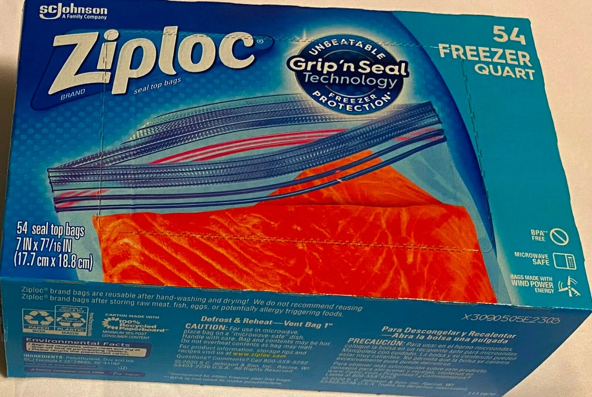 Ziploc Seal Top Freezer Bag, Quart, 54-count, 4-pack