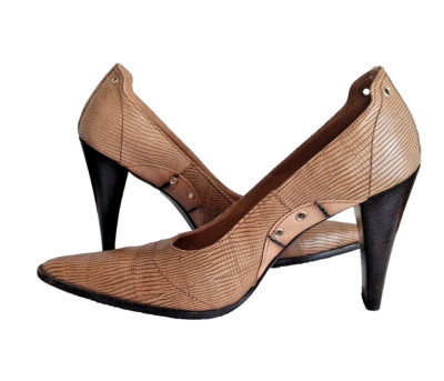 Gianfranco Ferre Jeans Pumps Beige Eidechsenleder Gr. 39 Made in Italy Vintage