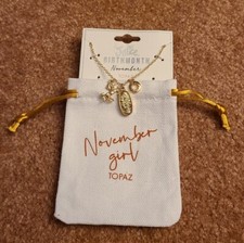 Justice November Girl Birthmonth Necklace - Topaz Color