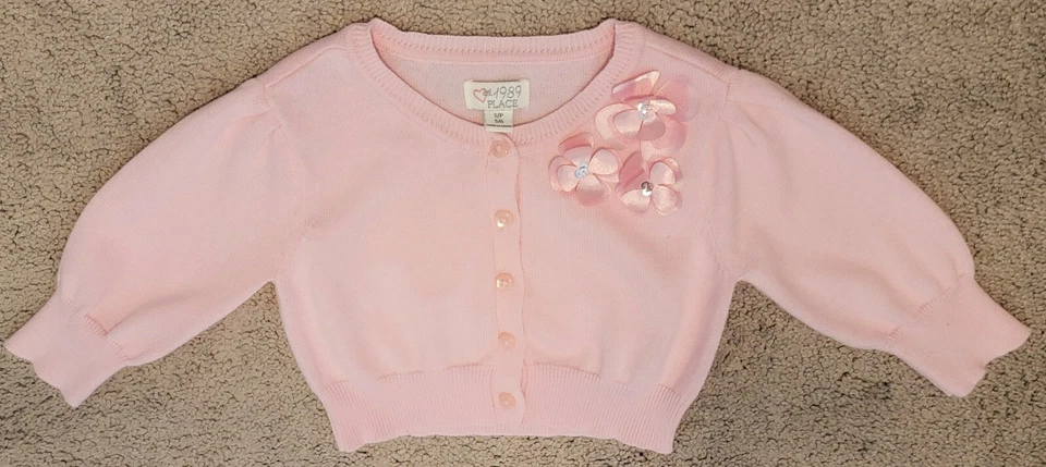 The Children's Place Pink Bolero Shrug With Flowers Size 5/6 - Image 2 of 4