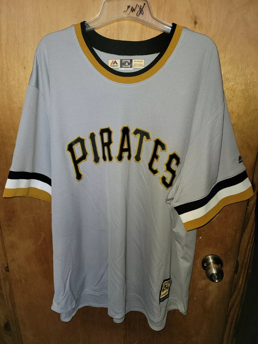 Men's Pittsburgh Pirates Majestic Gray Road Cooperstown Cool Base Team  Jersey