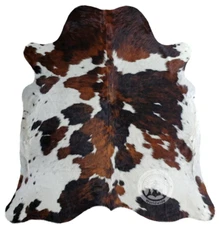 Real Cowhide Rug Brindle Tricolor 6 x 7-8'