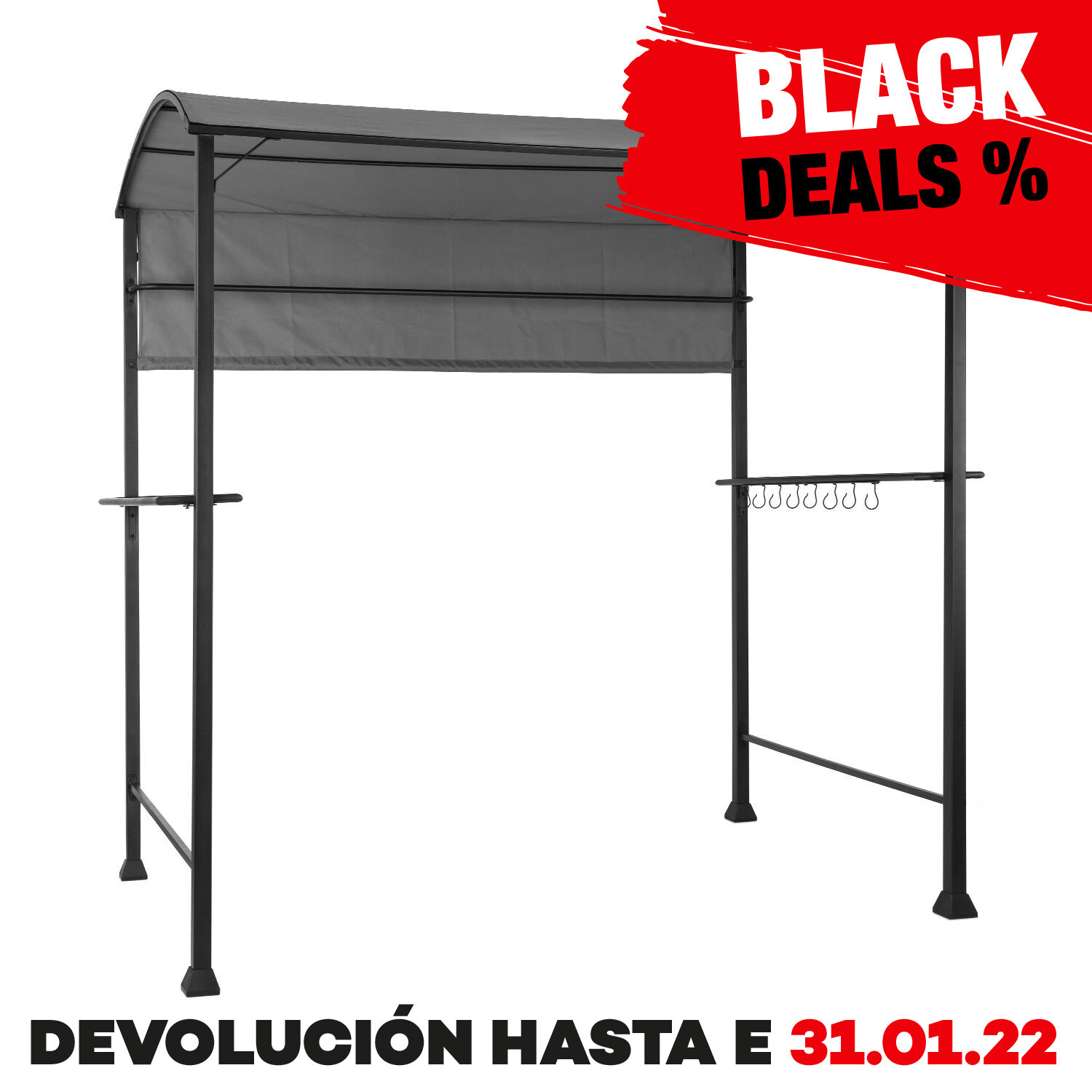 Techo Para Grill Barbacoa 220X215X140Cm Pe 180 G/M² Acero Ignífugo G